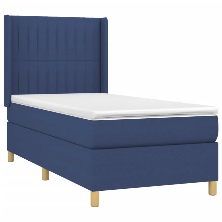 Sommier à lattes de lit avec matelas Bleu 100x200 cm Tissu - 3