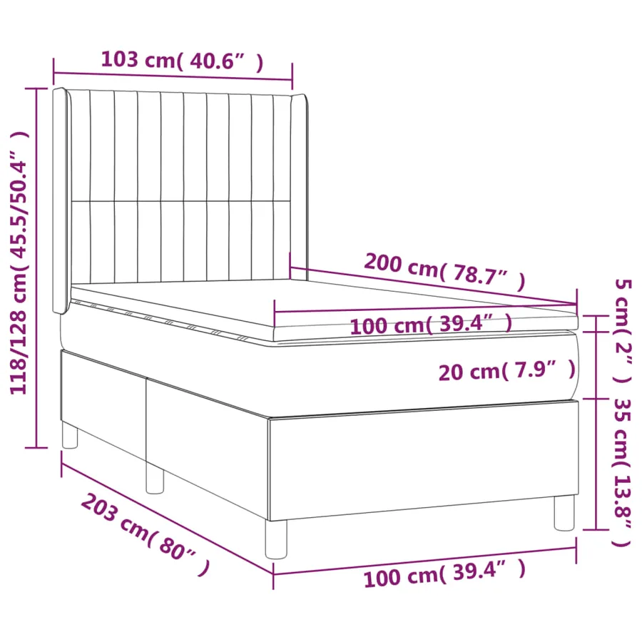Sommier à lattes de lit avec matelas Bleu 100x200 cm Tissu - 7
