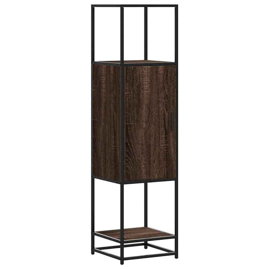 Buffet haut chêne marron 35,5x35x139 cm bois d'ingénierie métal - 2