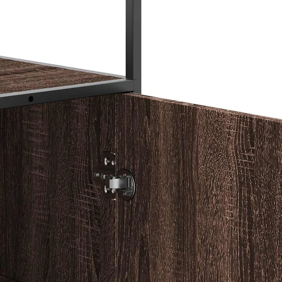 Buffet haut chêne marron 35,5x35x139 cm bois d'ingénierie métal - 9