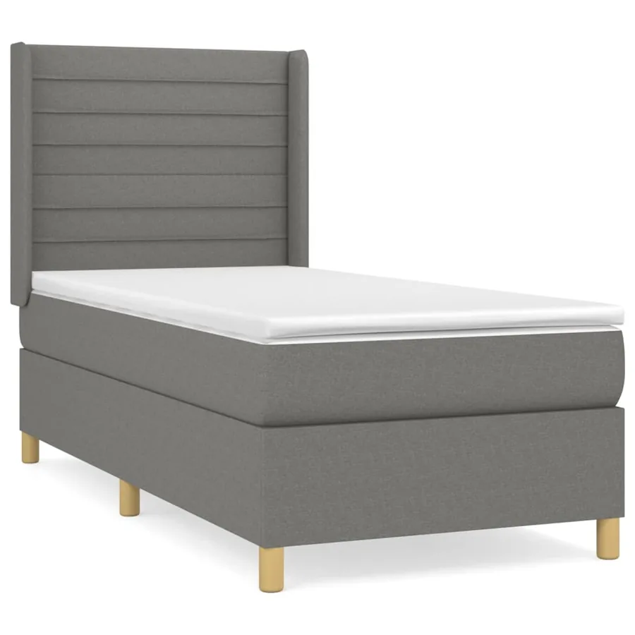 Sommier à lattes de lit avec matelas Gris foncé 80x200 cm Tissu - 2