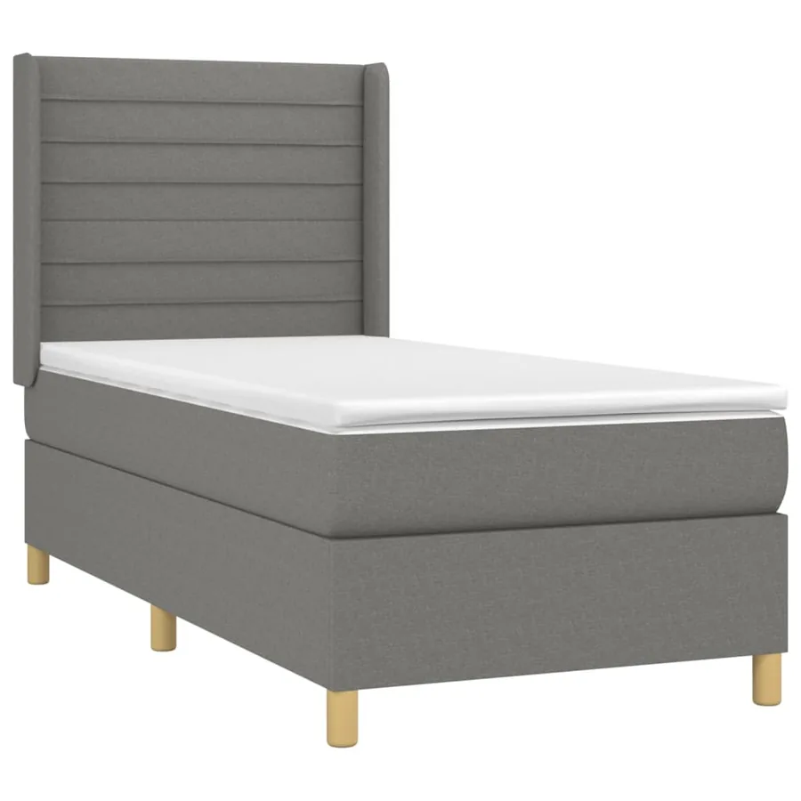 Sommier à lattes de lit avec matelas Gris foncé 80x200 cm Tissu - 3