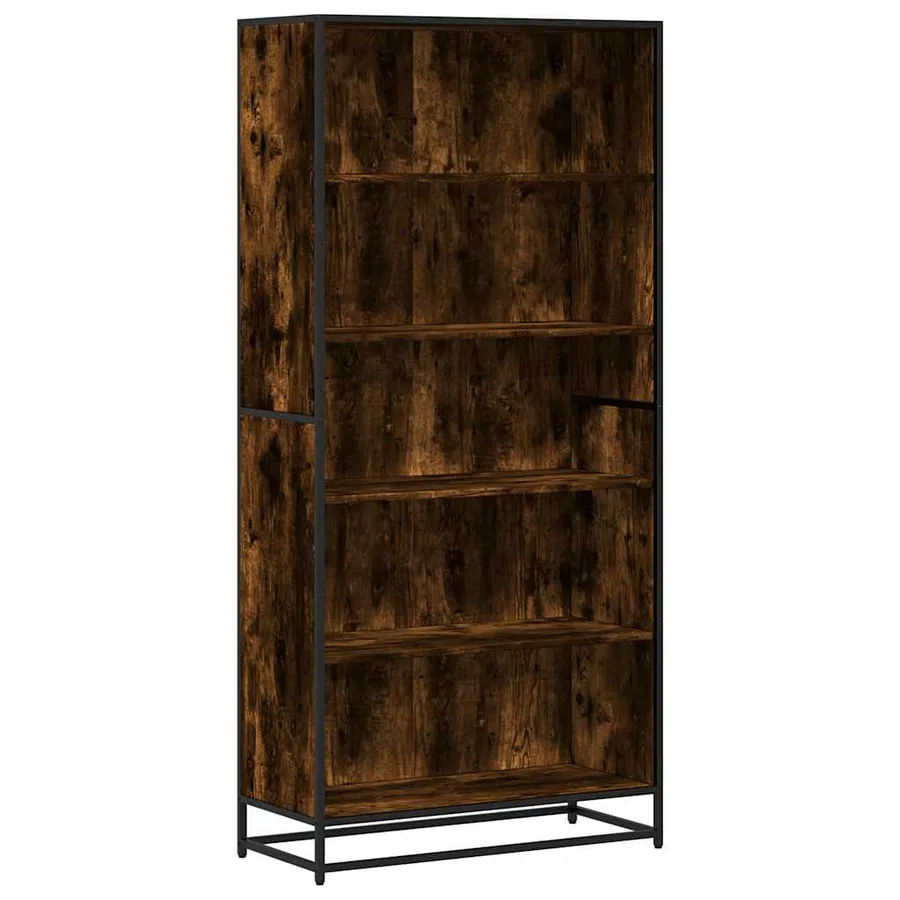 Bibliothèque chêne fumé 80,5x35x170,5 cm bois d'ingénierie - 2