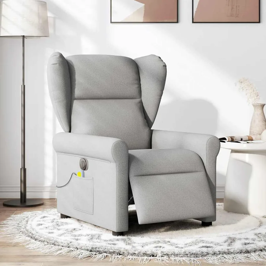Fauteuil de massage inclinable électrique gris nuage tissu - 2