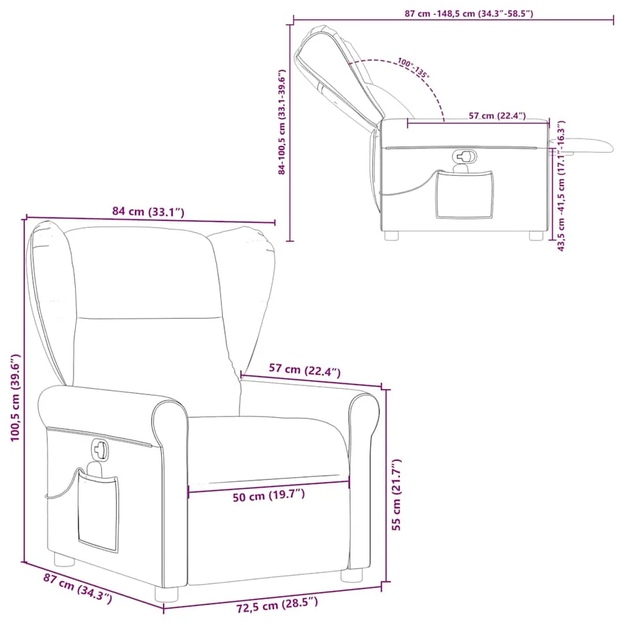 Fauteuil de massage inclinable Rouge bordeaux Tissu - 13