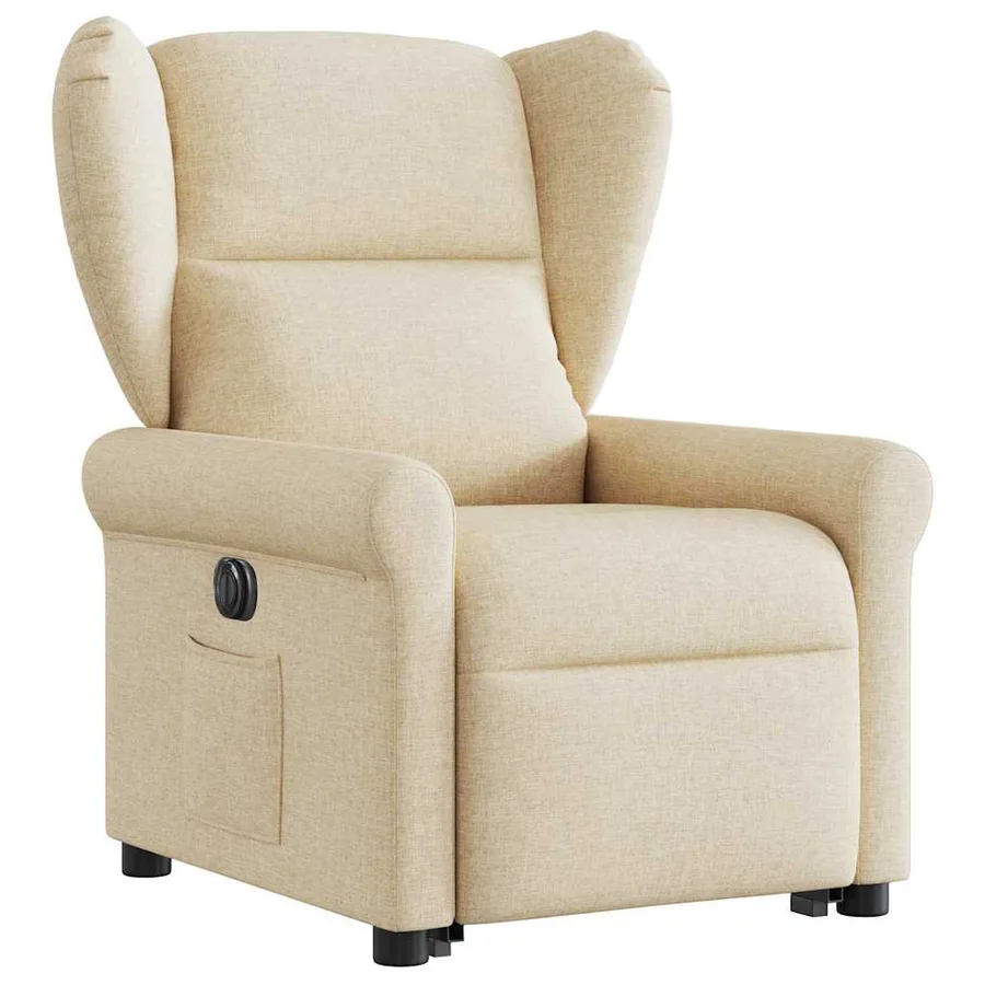 Fauteuil inclinable électrique crème tissu - 3