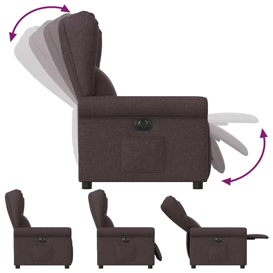 Fauteuil inclinable électrique Marron foncé Tissu - 7