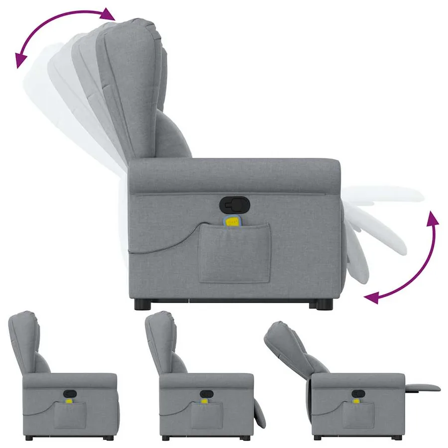 Fauteuil de massage inclinable Gris clair Tissu - 7