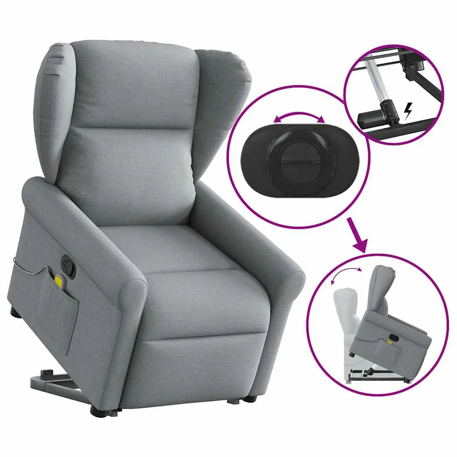 Fauteuil de massage inclinable Gris clair Tissu - 8