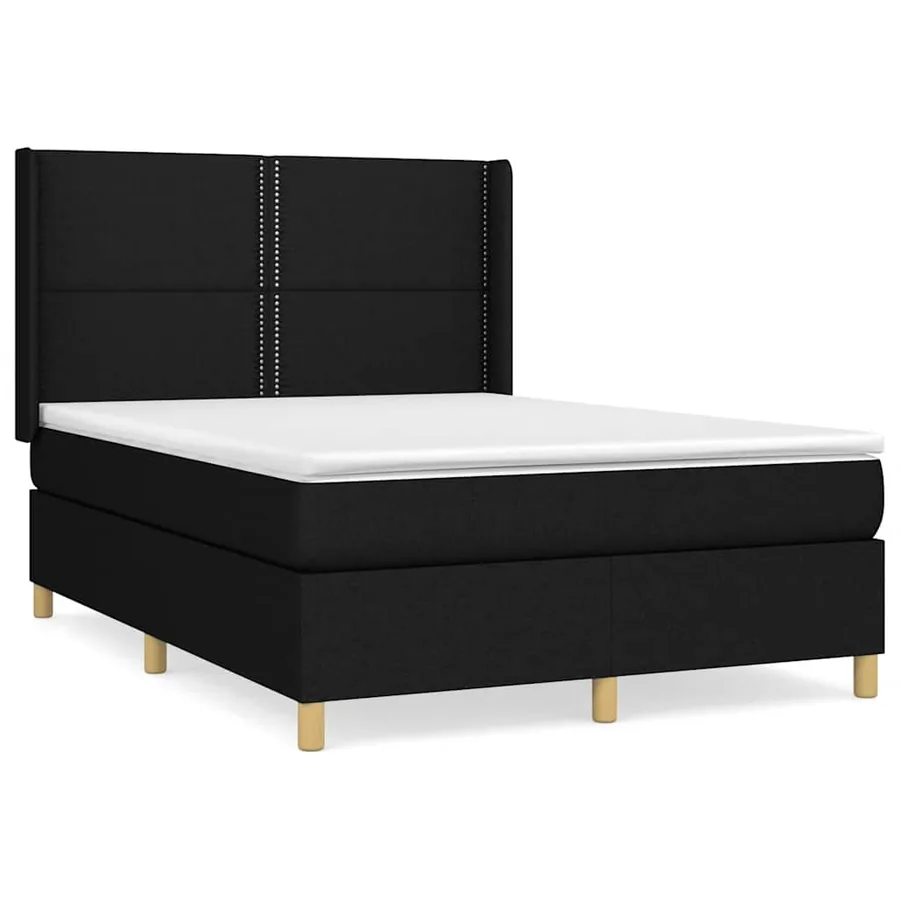 Sommier à lattes de lit avec matelas Noir 140x200 cm Tissu - 2