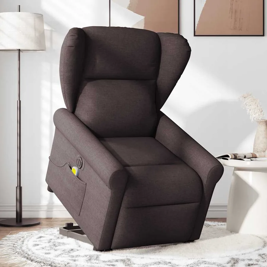 Fauteuil inclinable de massage électrique Marron foncé Tissu - 2