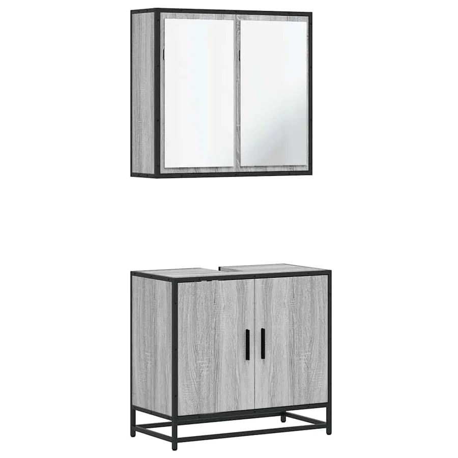 Ensemble de meubles de salle de bain 2 pcs Sonoma gris - 2