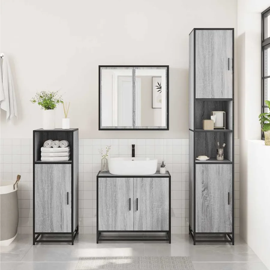 Ensemble de meubles de salle de bain 2 pcs Sonoma gris - 4