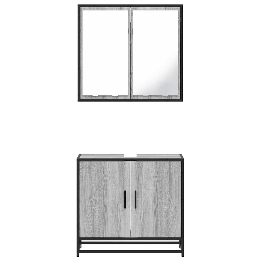 Ensemble de meubles de salle de bain 2 pcs Sonoma gris - 5