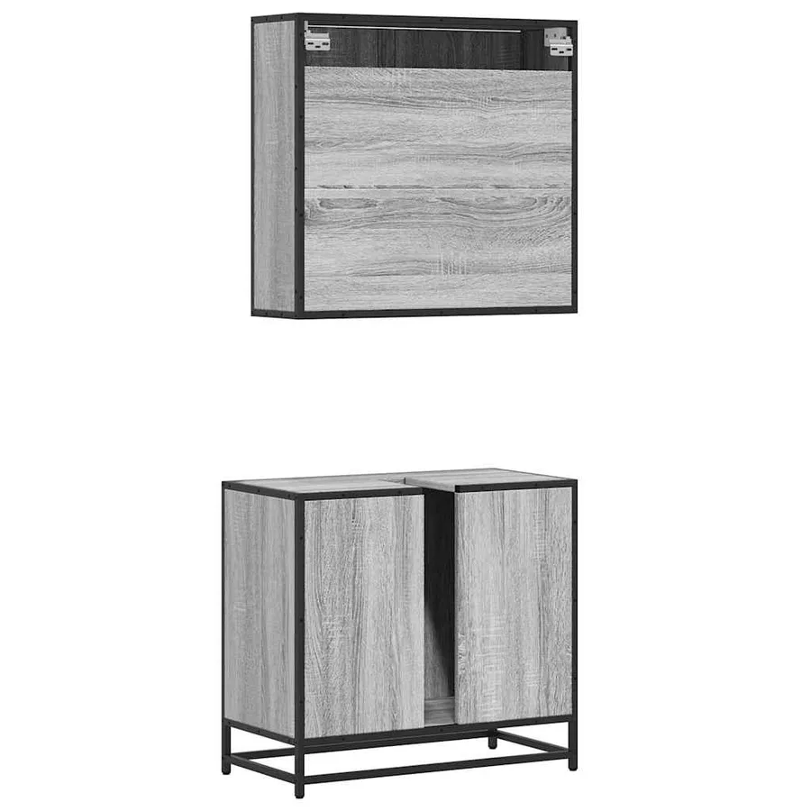 Ensemble de meubles de salle de bain 2 pcs Sonoma gris - 7