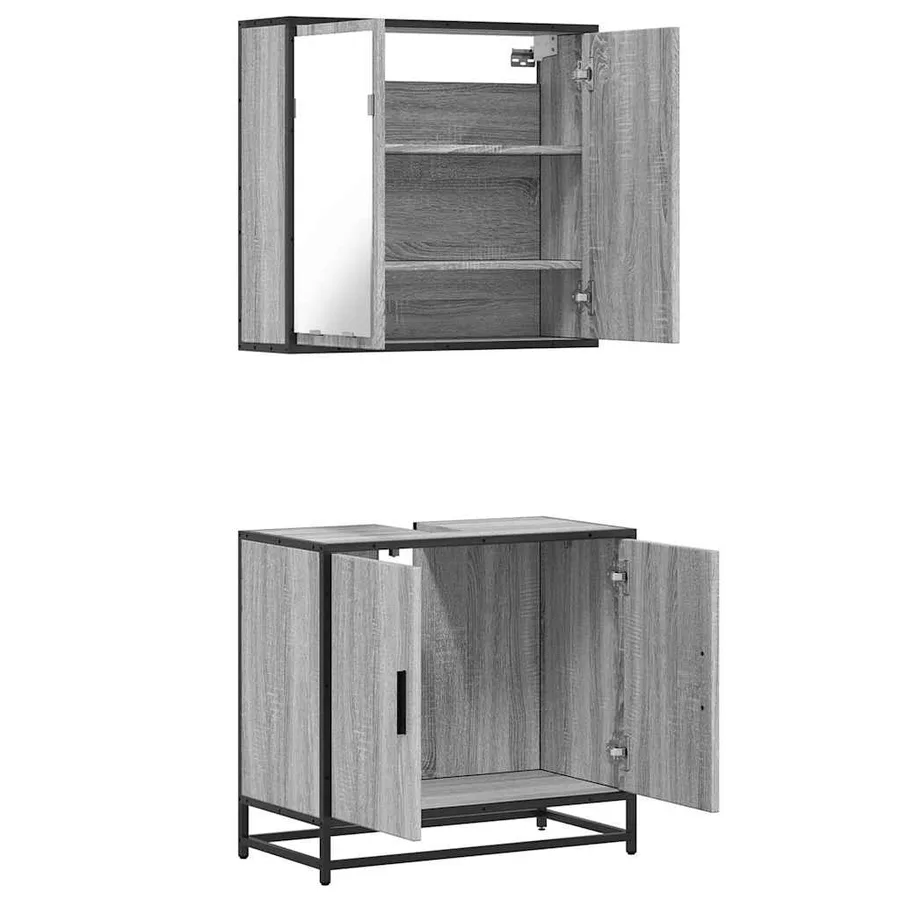 Ensemble de meubles de salle de bain 2 pcs Sonoma gris - 8