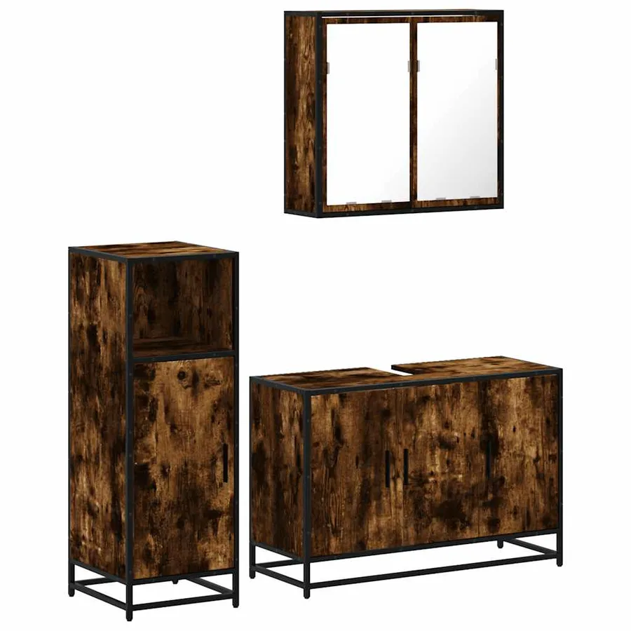 Ensemble de meubles de salle de bain 3 pcs Chêne fumé - 2