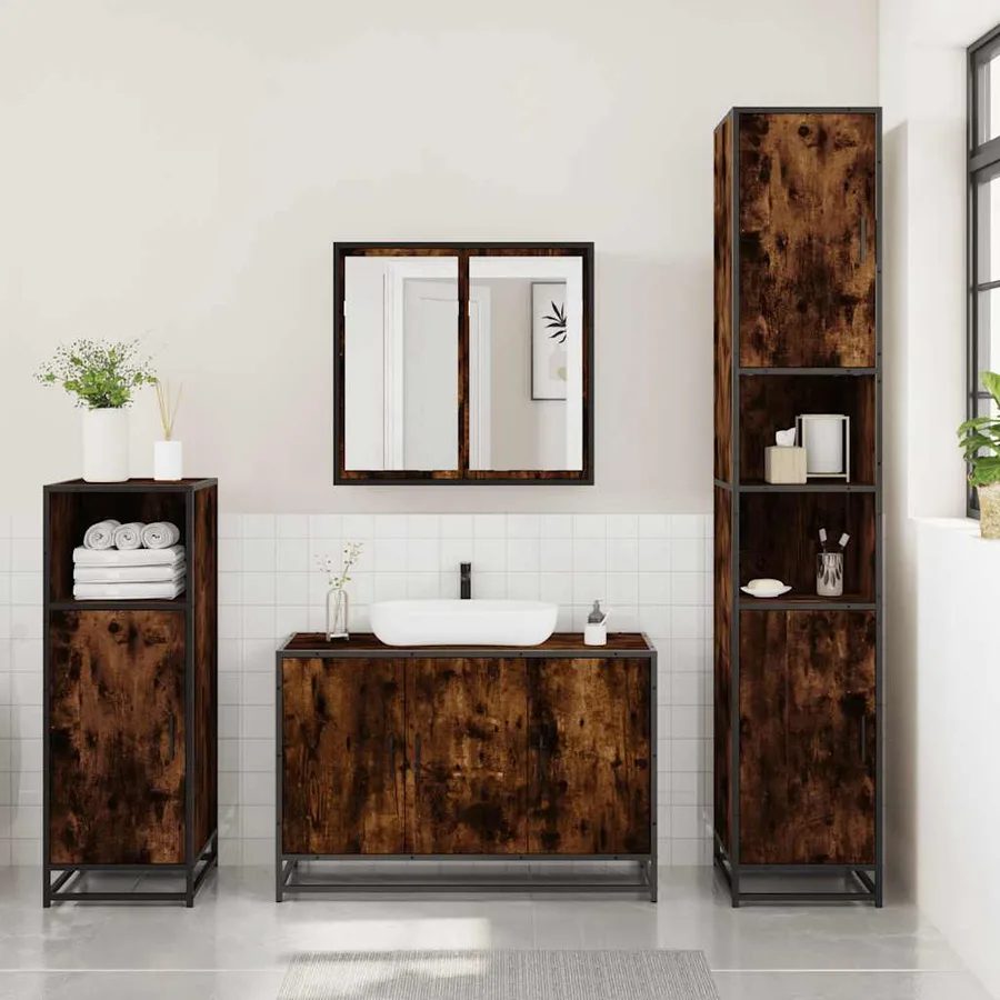 Ensemble de meubles de salle de bain 3 pcs Chêne fumé - 3