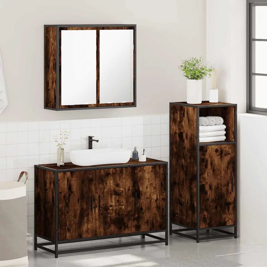 Ensemble de meubles de salle de bain 3 pcs Chêne fumé - 4