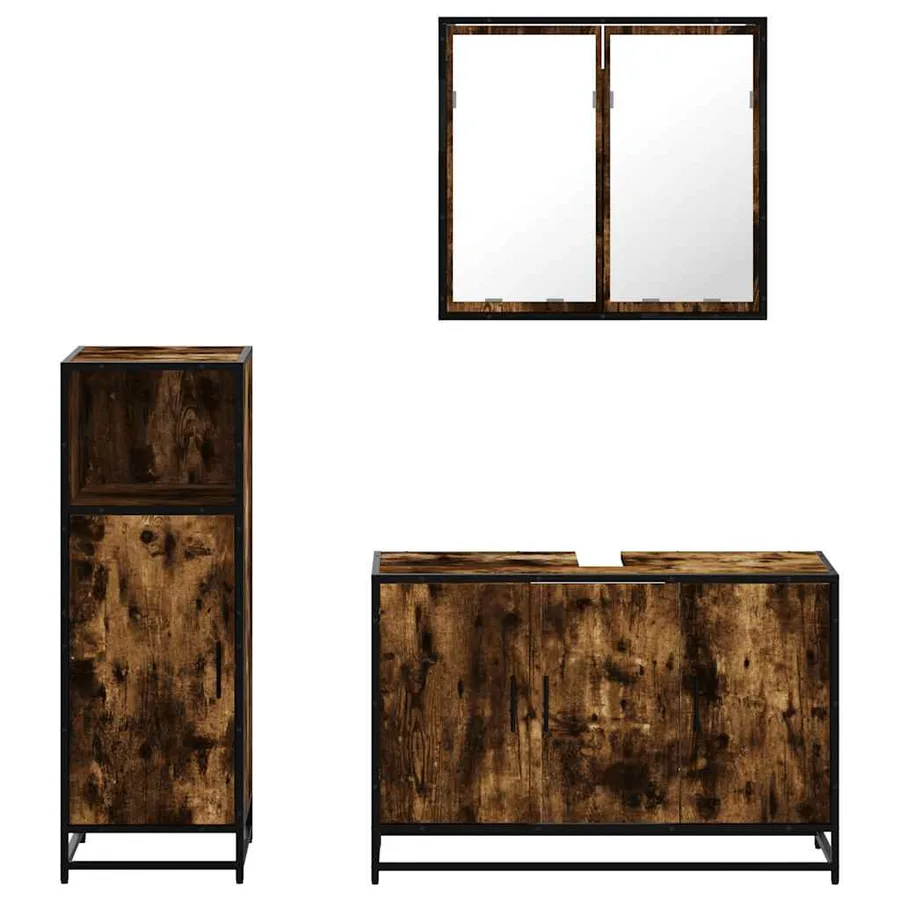 Ensemble de meubles de salle de bain 3 pcs Chêne fumé - 5