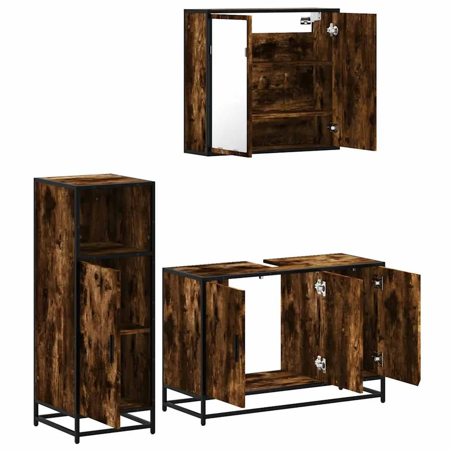 Ensemble de meubles de salle de bain 3 pcs Chêne fumé - 6