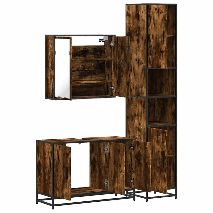 Ensemble de meubles de salle de bain 3 pcs Chêne fumé - 8
