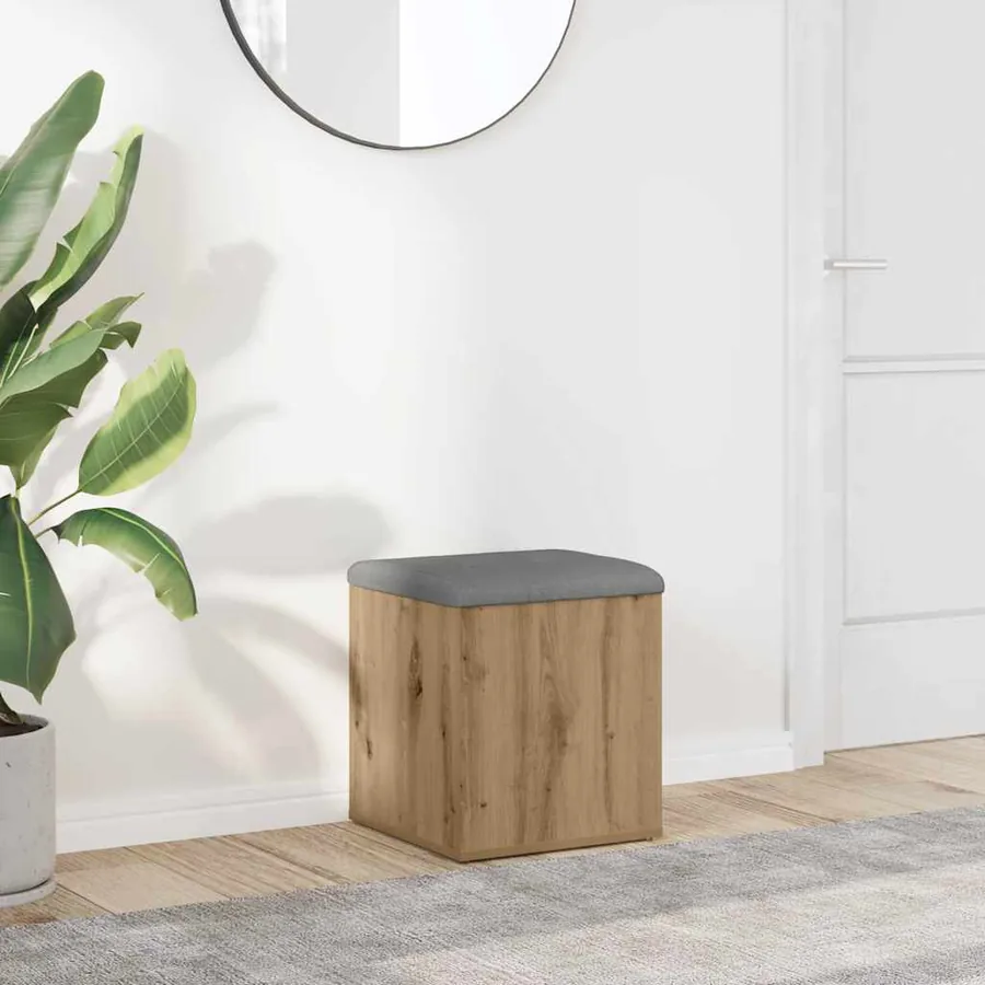 Banc de rangement chêne artisanal 42x42x45 cm bois d'ingénierie