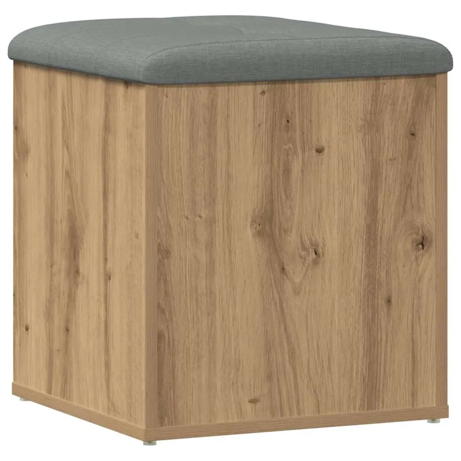 Banc de rangement chêne artisanal 42x42x45 cm bois d'ingénierie - 2