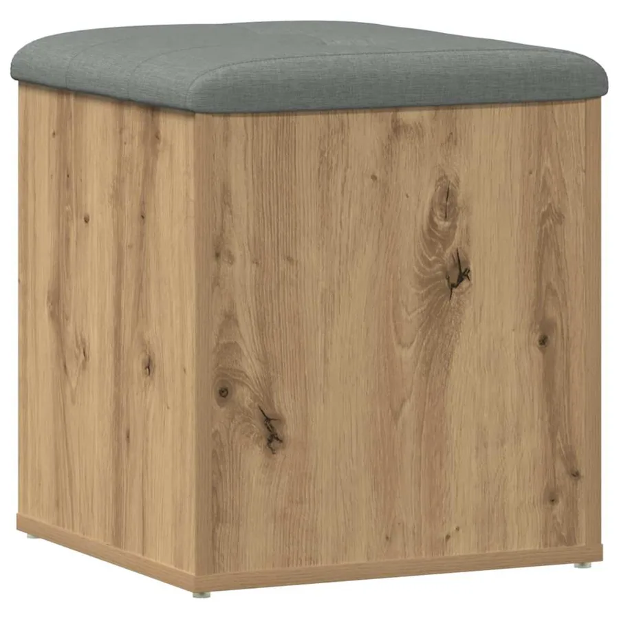 Banc de rangement chêne artisanal 42x42x45 cm bois d'ingénierie - 6