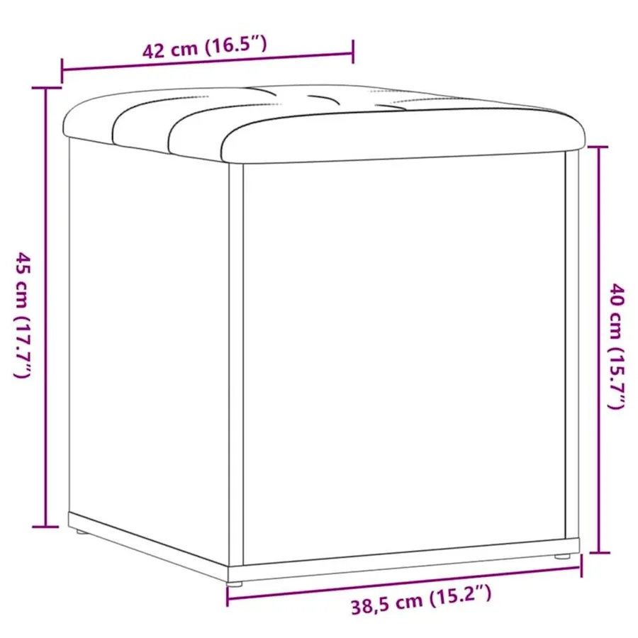 Banc de rangement chêne artisanal 42x42x45 cm bois d'ingénierie - 9