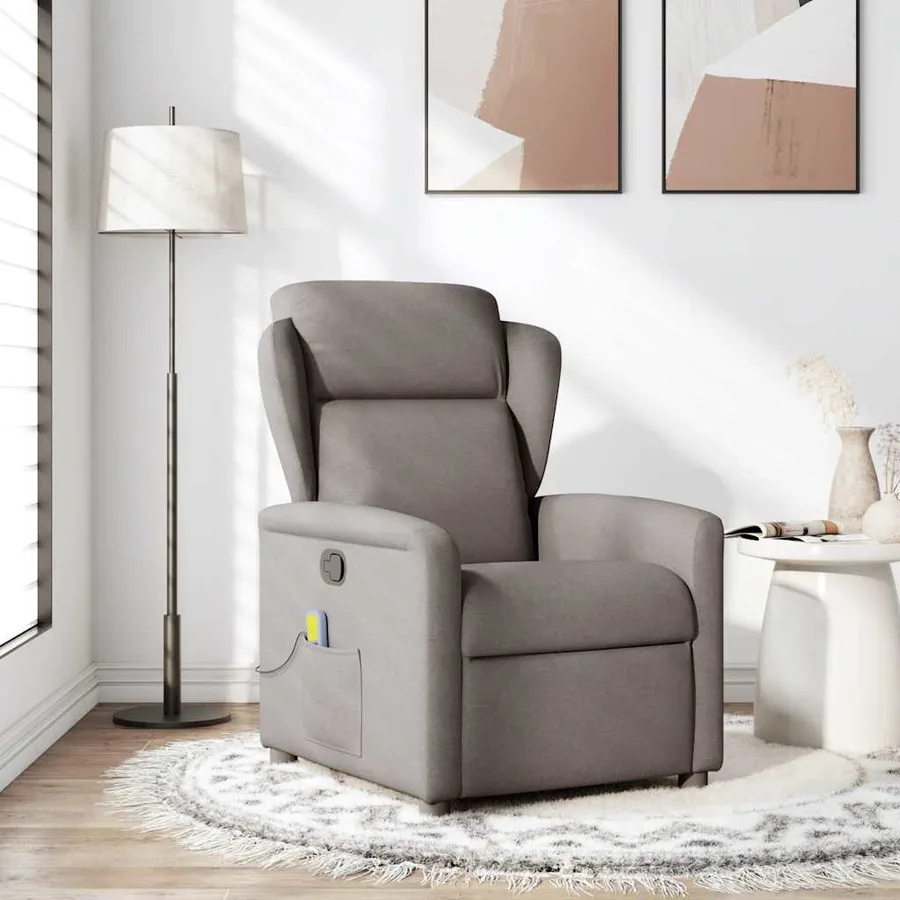Fauteuil de massage inclinable Taupe Tissu - 2