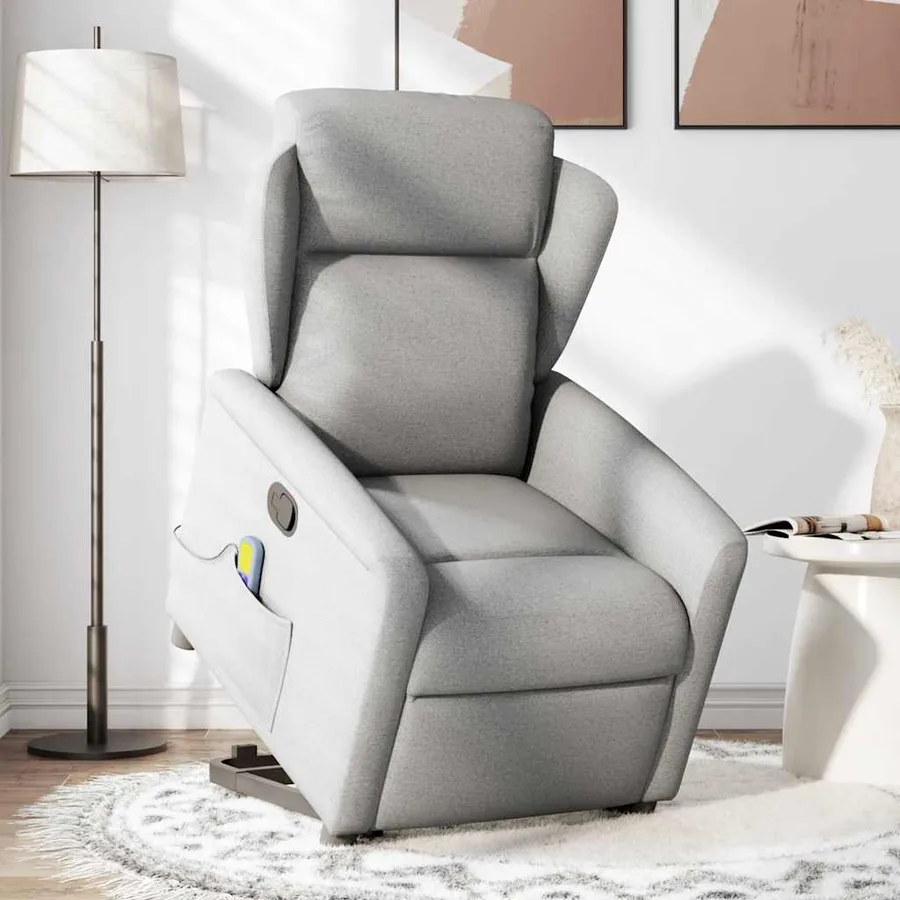 Fauteuil de massage inclinable gris nuage tissu - 2