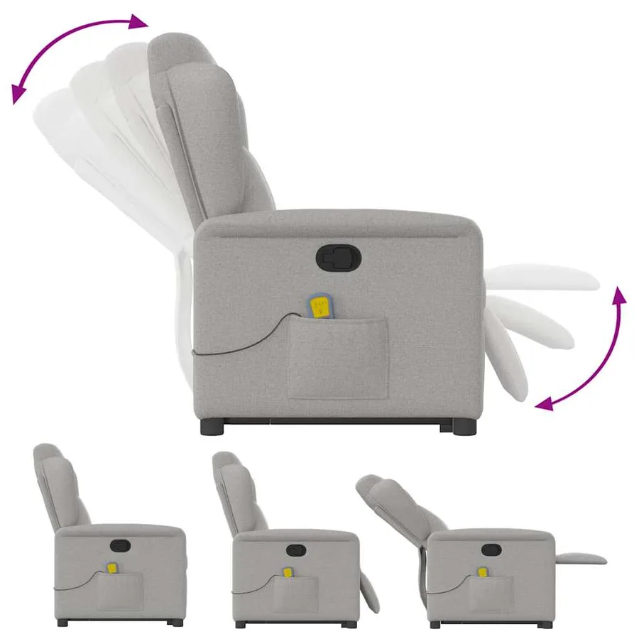 Fauteuil de massage inclinable gris nuage tissu - 9