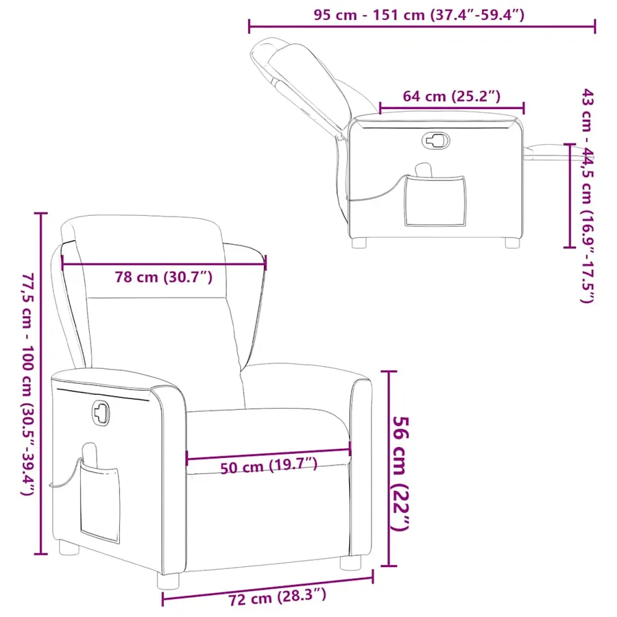 Fauteuil de massage inclinable Marron foncé Tissu - 13