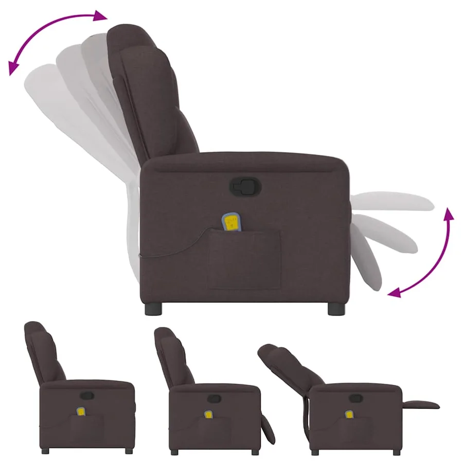 Fauteuil de massage inclinable Marron foncé Tissu - 6