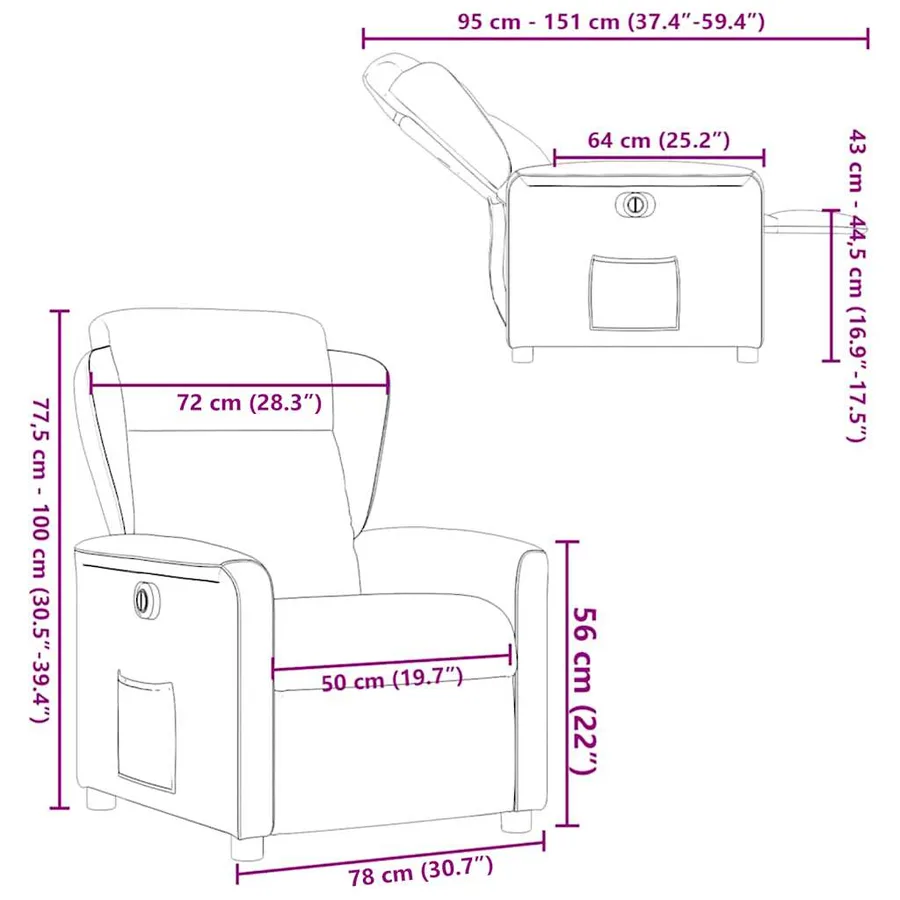 Fauteuil inclinable de massage électrique crème tissu - 16