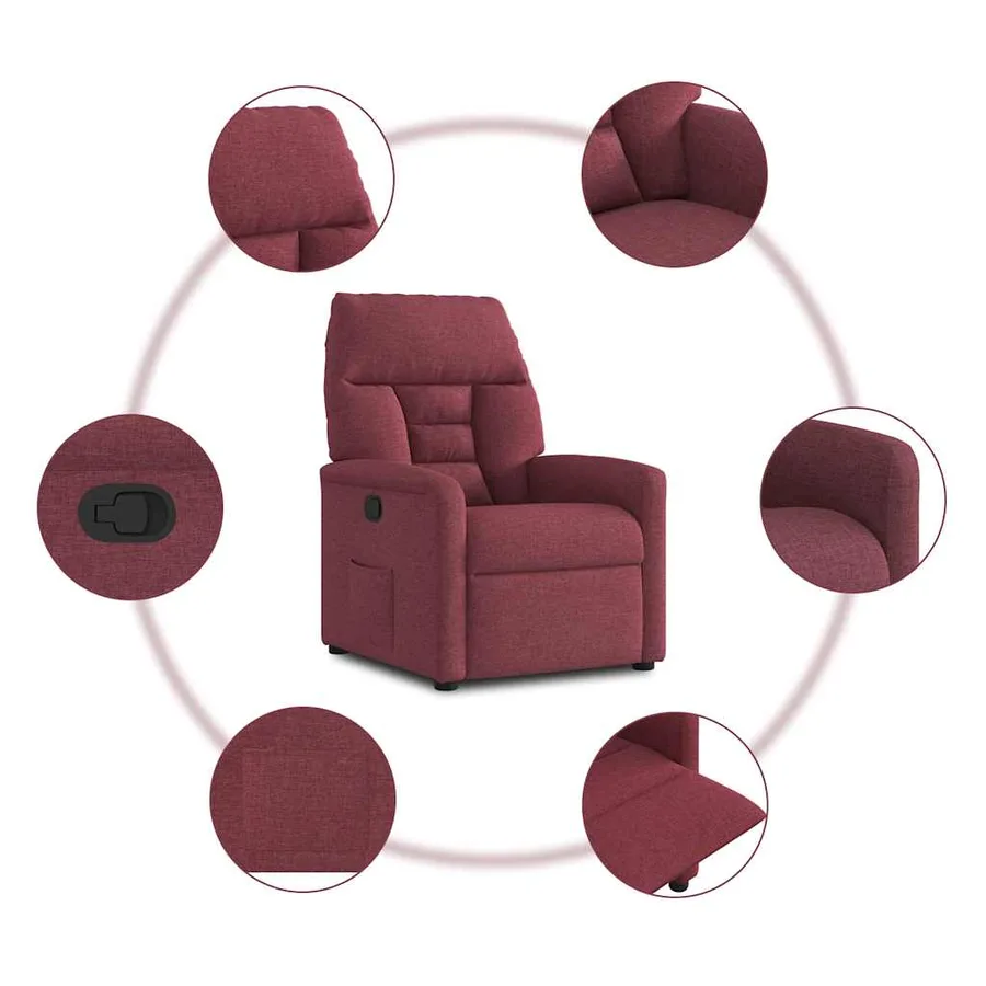 Fauteuil inclinable Rouge bordeaux Tissu - 7