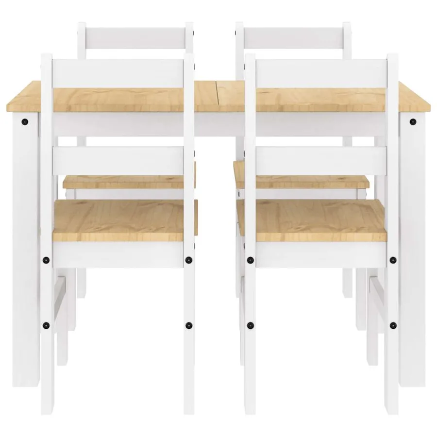Ensemble à manger PANAMA 5 pcs blanc bois de pin massif - 7