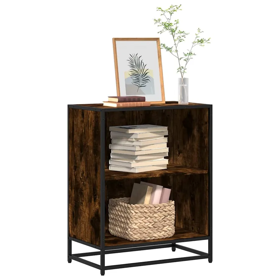Bibliothèque chêne fumé 60x35x76 cm bois d'ingénierie