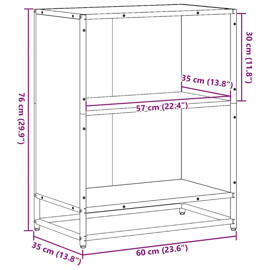 Bibliothèque chêne fumé 60x35x76 cm bois d'ingénierie - 9