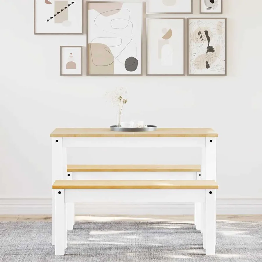 Ensemble à manger PANAMA 3 pcs blanc bois de pin massif - 3