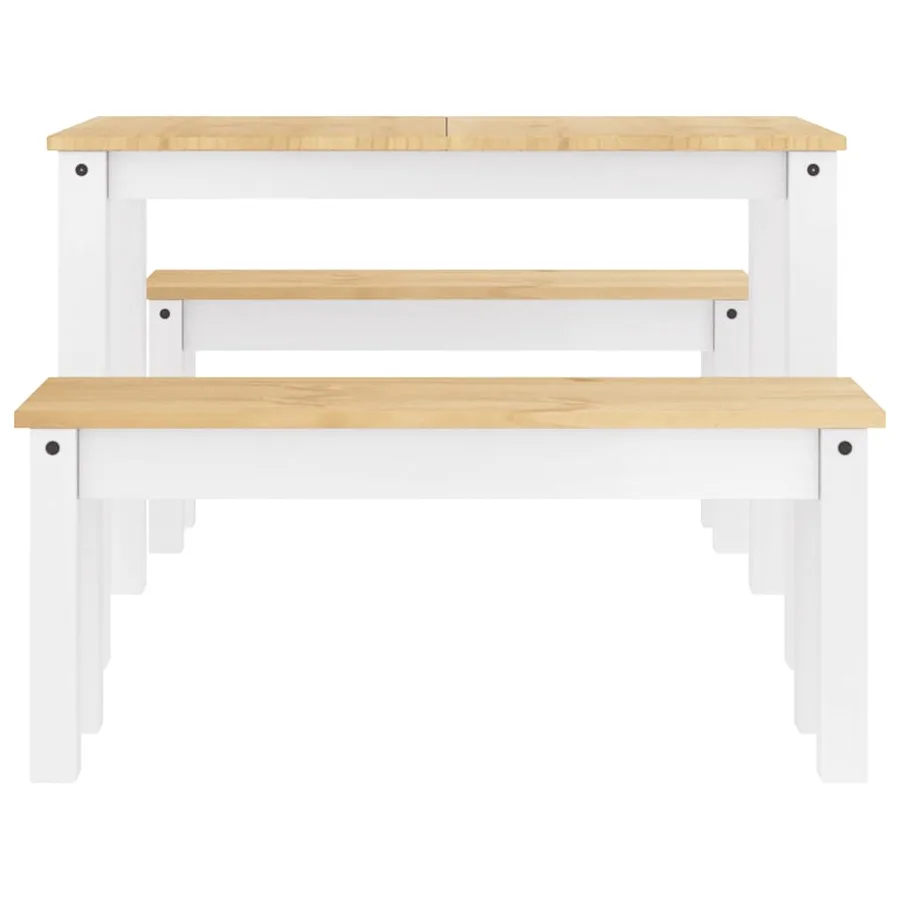 Ensemble à manger PANAMA 3 pcs blanc bois de pin massif - 7