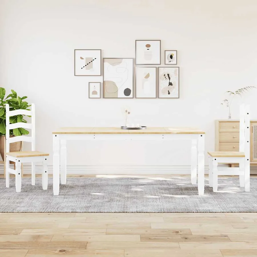 Ensemble à manger PANAMA 3 pcs blanc bois de pin massif