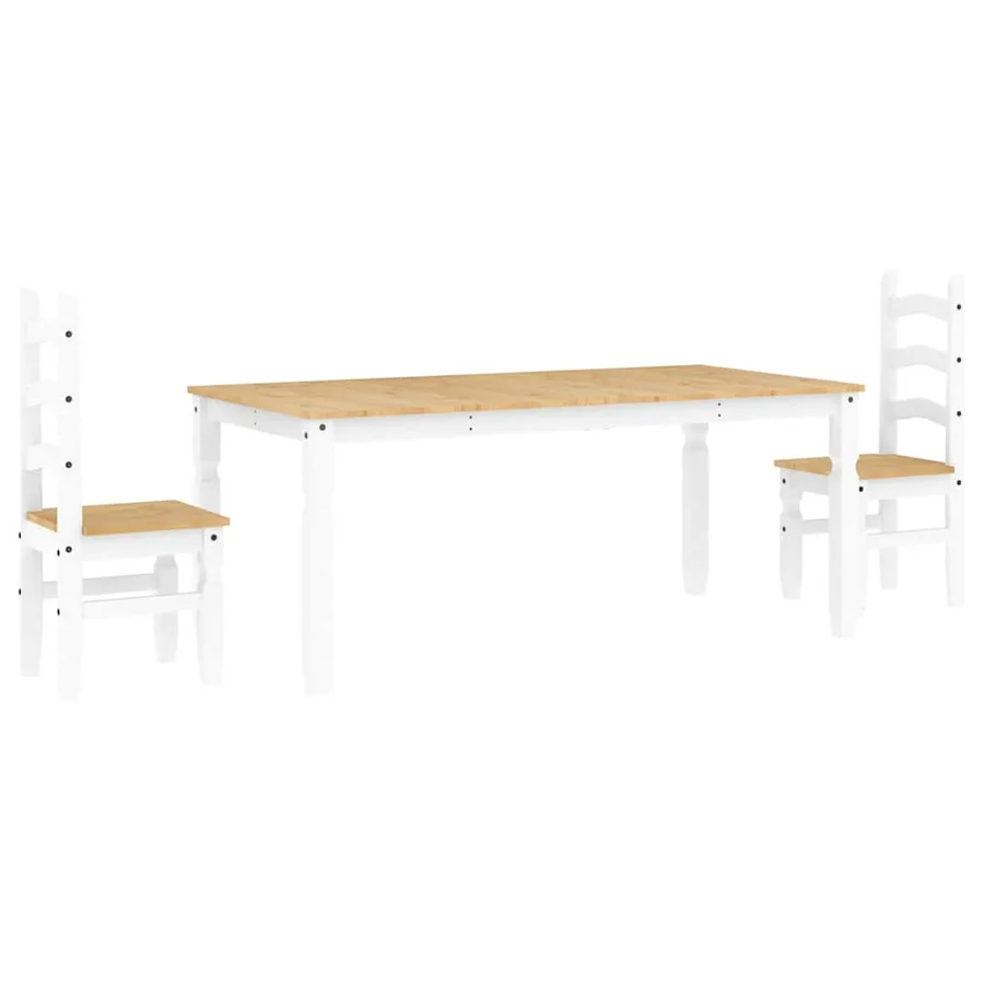 Ensemble à manger PANAMA 3 pcs blanc bois de pin massif - 2