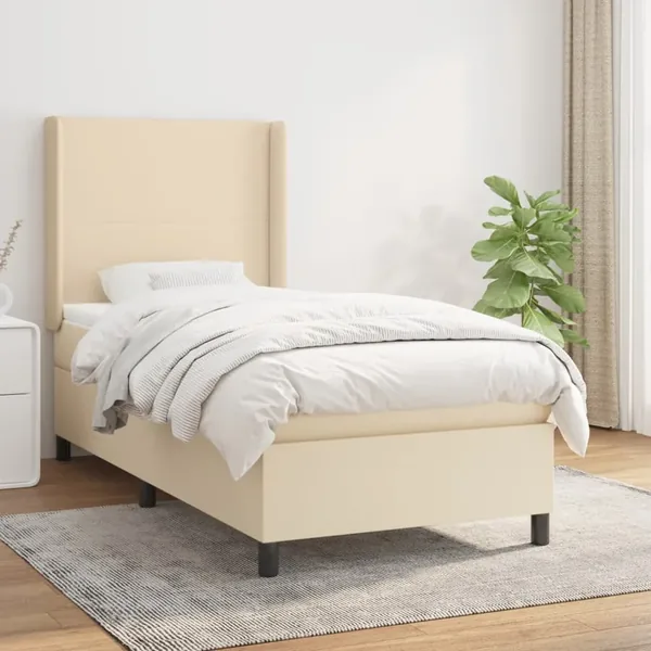 Sommier à lattes de lit avec matelas Crème 80x200 cm Tissu