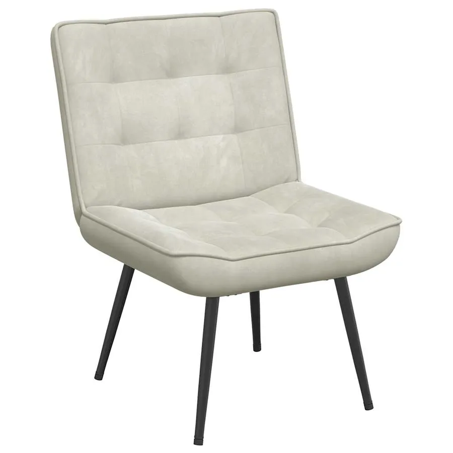 Chaise de relaxation avec tabouret crème velours - 4