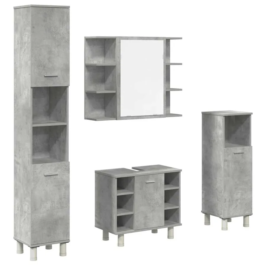Ensemble de meubles de salle de bain 4 pcs gris béton - 2