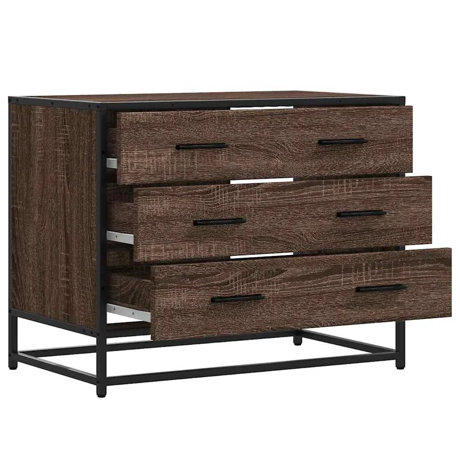 Commode chêne marron 70x41x56 cm bois d'ingénierie - 5