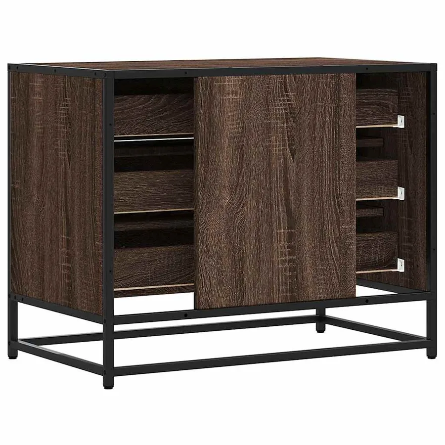 Commode chêne marron 70x41x56 cm bois d'ingénierie - 7