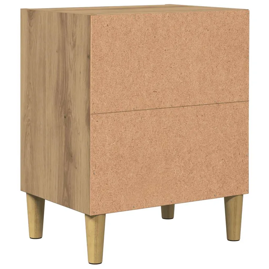 Table de chevet chêne artisanal 40x30x50 cm bois d'ingénierie - 5